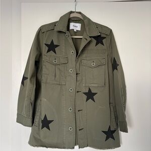 Pistola Green Military Jacket with Black Star Accents